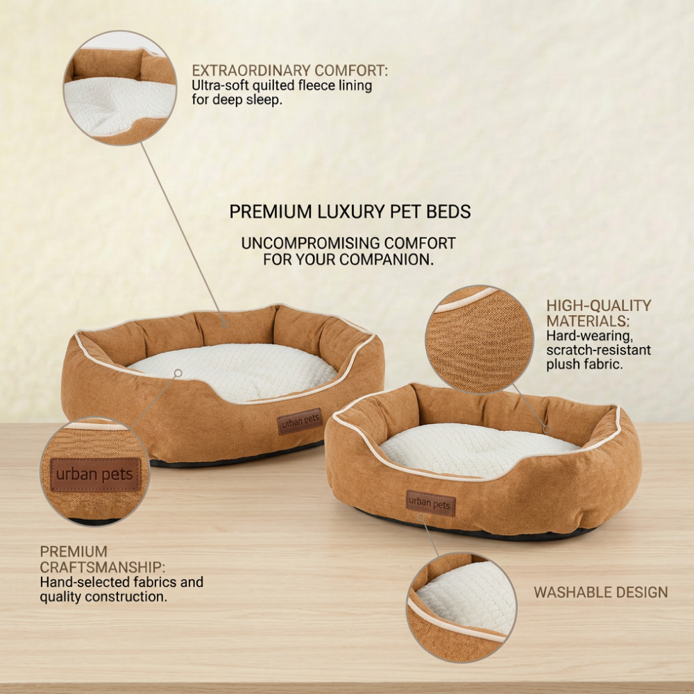 Round Washable Dog & Cat Bed with Removable Cushion