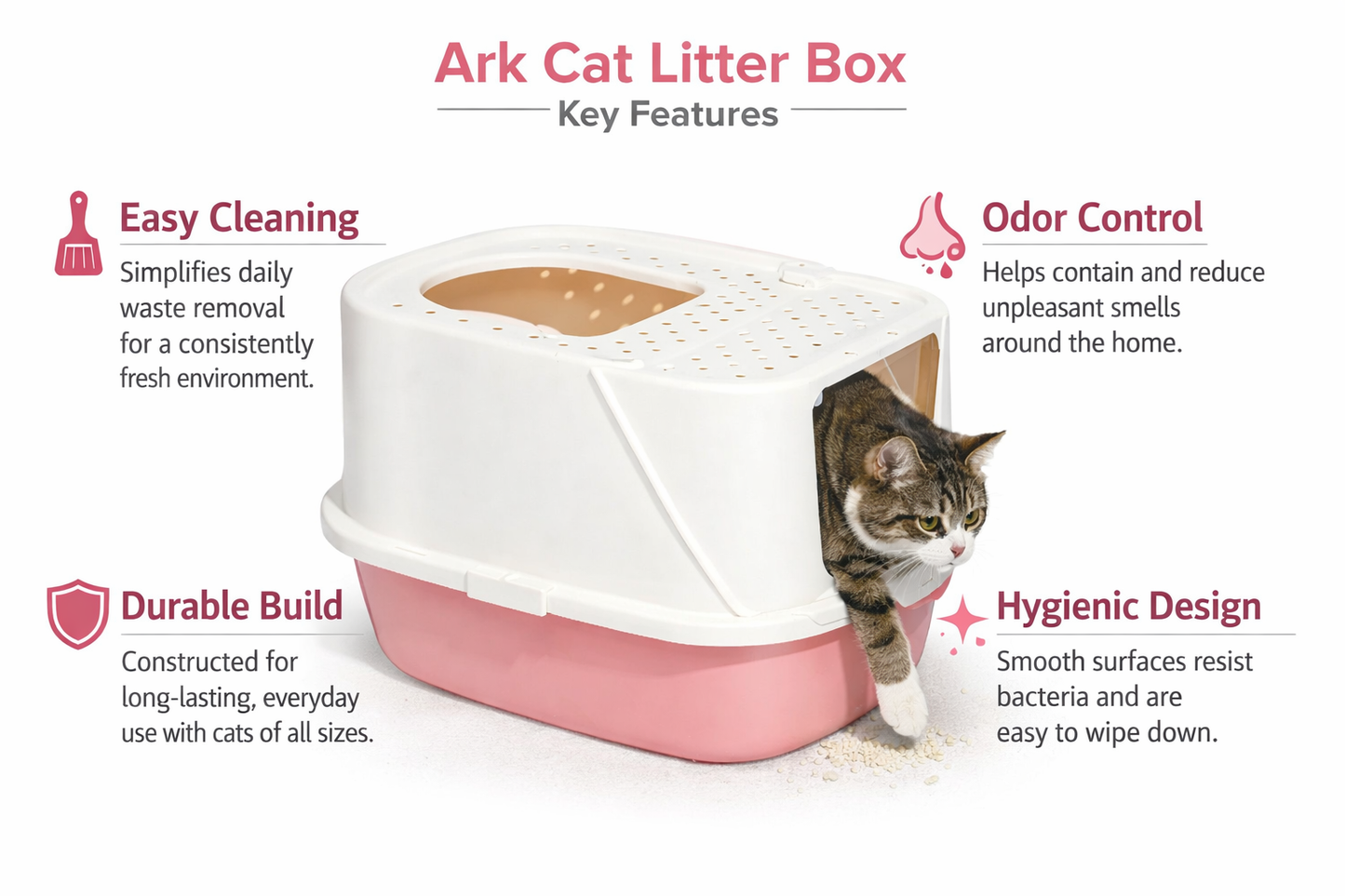 Ark Cat Litter Box, Front Enter Top Exit Anti-Splashing