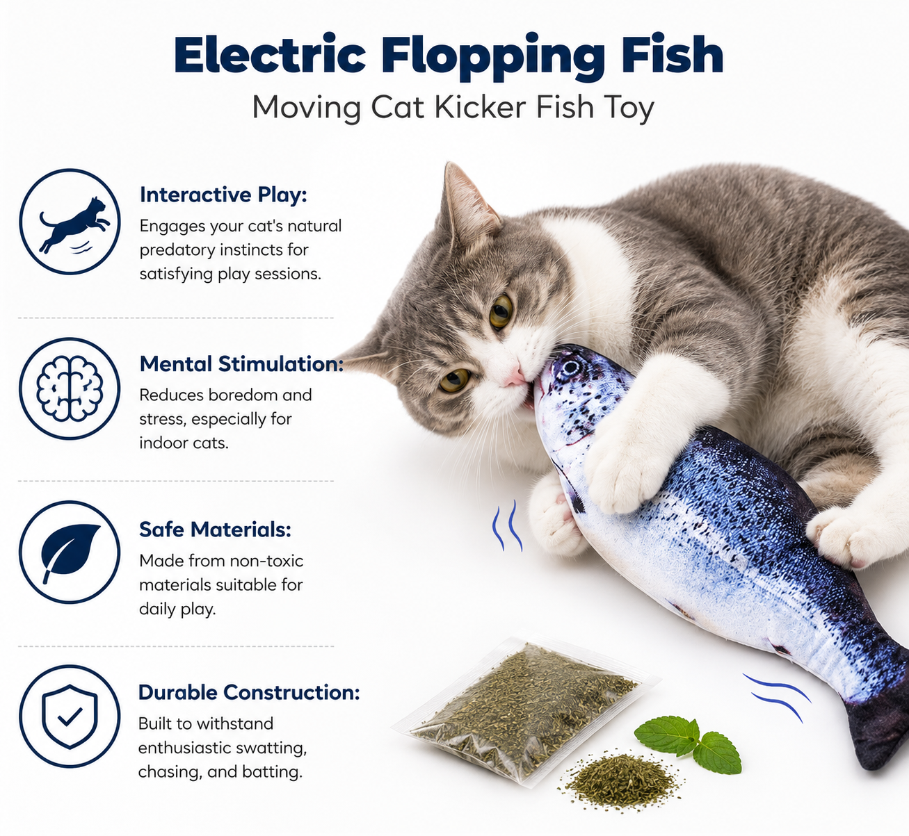 Electric Flopping Fish Moving Cat Kicker Fish Toy
