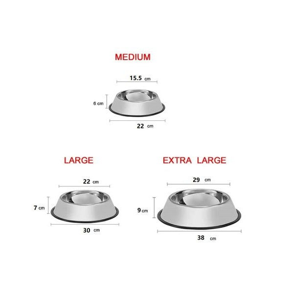 Stainless Steel Dog Bowl with Rubber Base Cat Pet Bowl