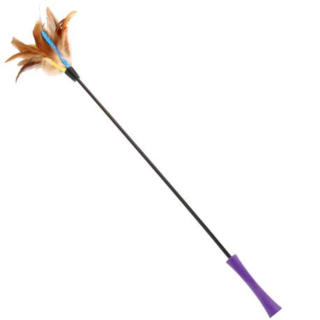 Natural Feather Cat Toy Feather Wand Wire Chaser Wand Teaser