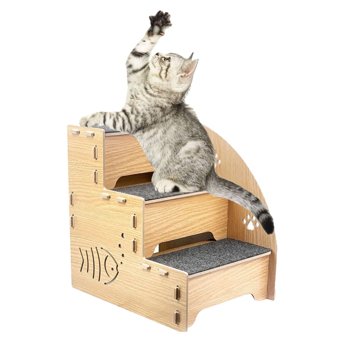 Wooden Cat Dog Pet Support Step Ladder Non Slip