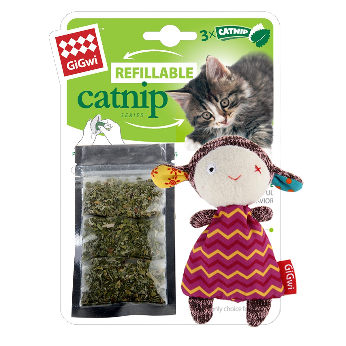 Refillable Catnip Scratch Cat Toy with 3 Catnip Bags