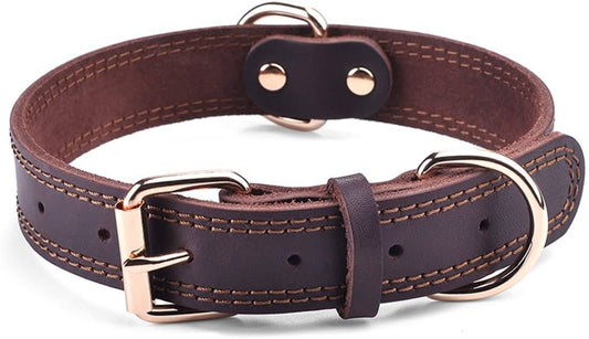 Leather Dog Collar Genuine Leather - - shop online dog collar leash South Africa