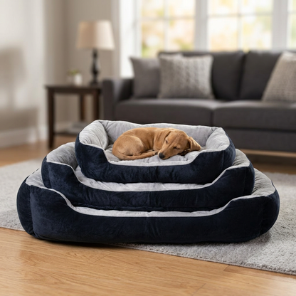 Reversible Rectangle Pet Bed Dog Bed with Bone Pillow