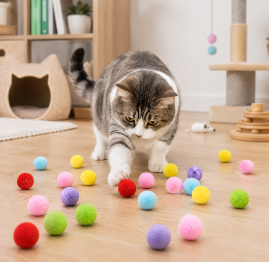 20 Piece Soft Cats Toys Balls 3cm Cat Pompoms Ball Random Colour
