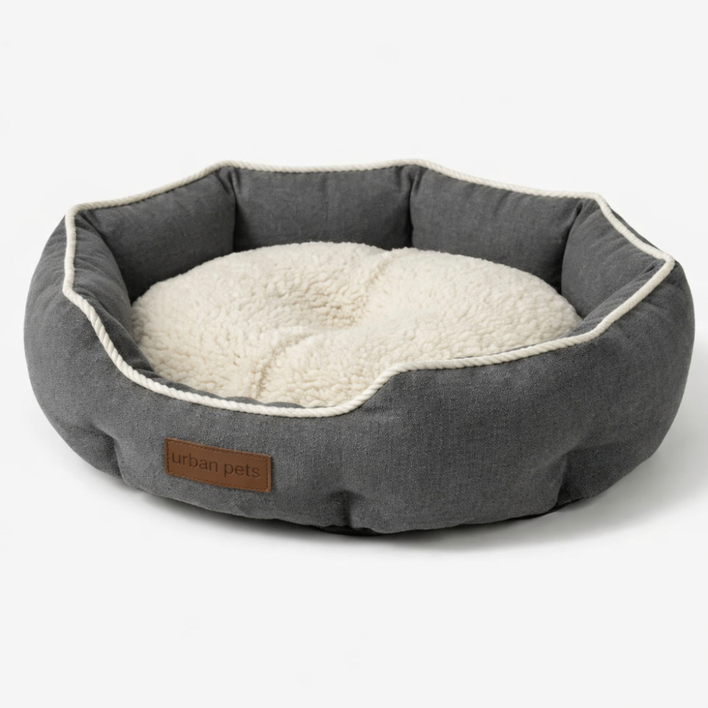 Round Washable Dog & Cat Bed with Removable Cushion