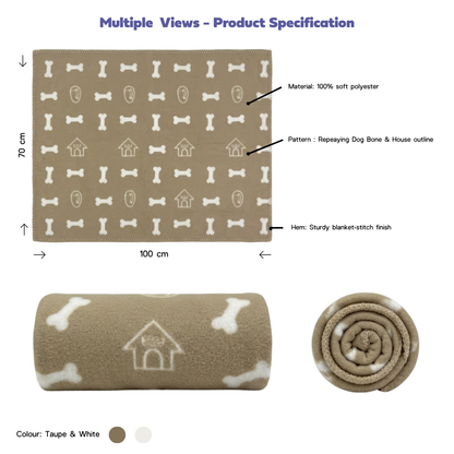 Pet Blanket with Paw Prints – Dog / Cat Blanket, Double-Sided Fleece Blanket