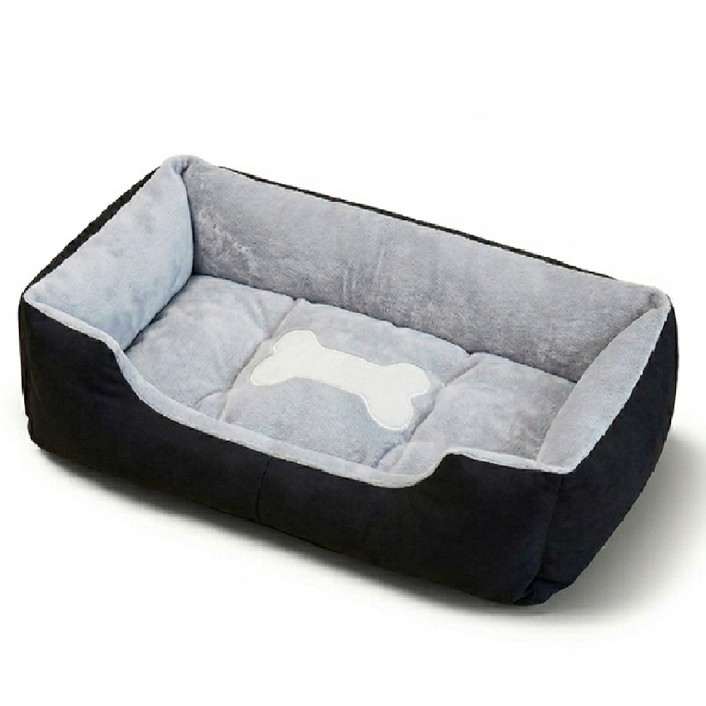 Reversible Rectangle Pet Bed Dog Bed with Bone Pillow