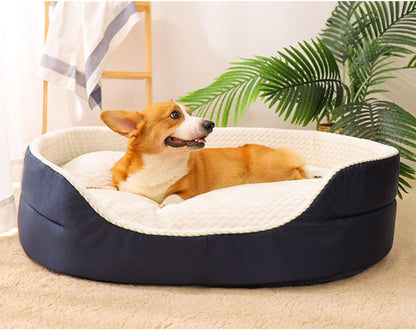 Reversible Cat Dog Pet Bed with Removable Soft Fleece Pillow