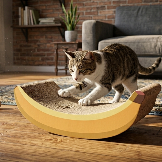 Paper Banana-Shaped Cat Scratcher Bed