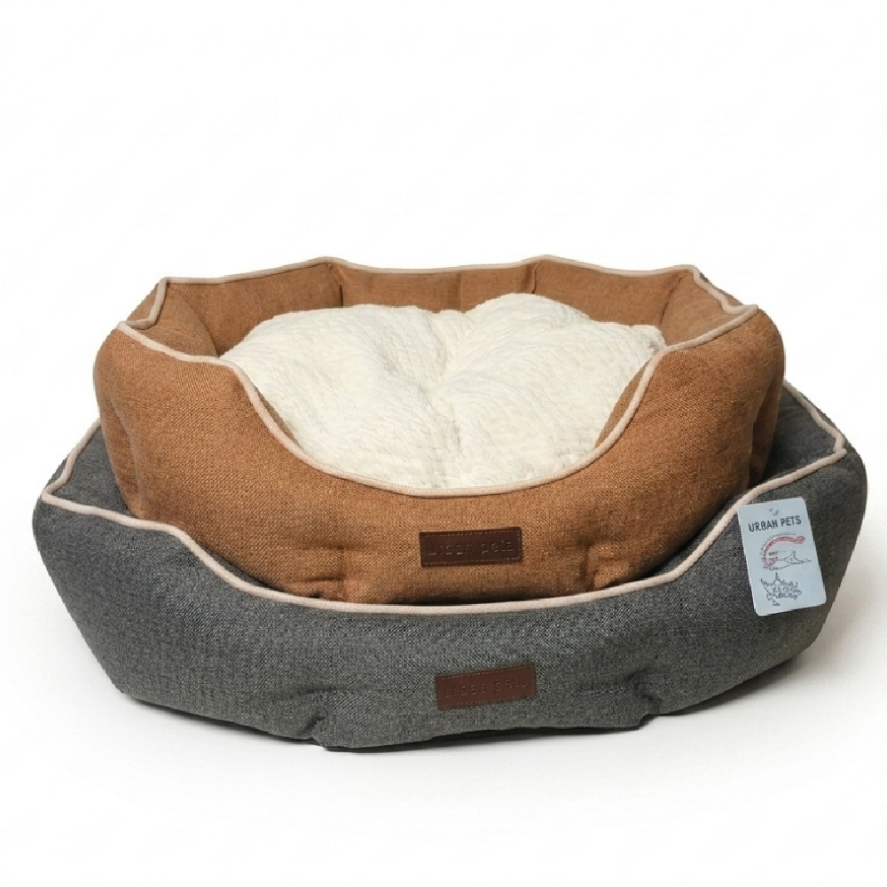 Round Washable Dog & Cat Bed with Removable Cushion