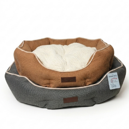 Round Washable Dog & Cat Bed with Removable Cushion