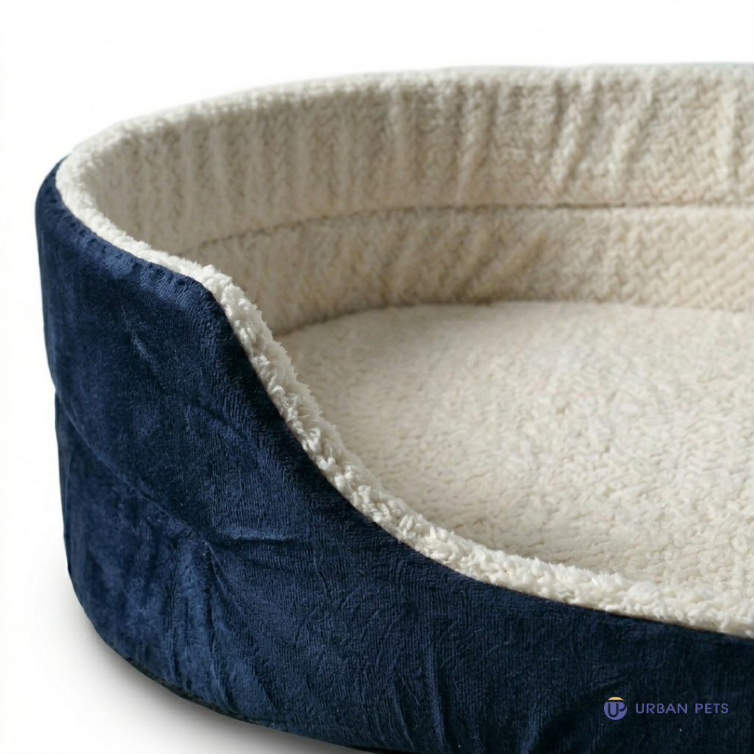 Reversible Cat Dog Pet Bed with Removable Soft Fleece Pillow
