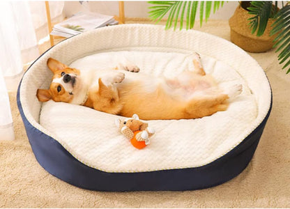 Reversible Cat Dog Pet Bed with Removable Soft Fleece Pillow