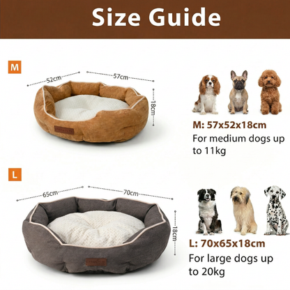 Round Washable Dog & Cat Bed with Removable Cushion