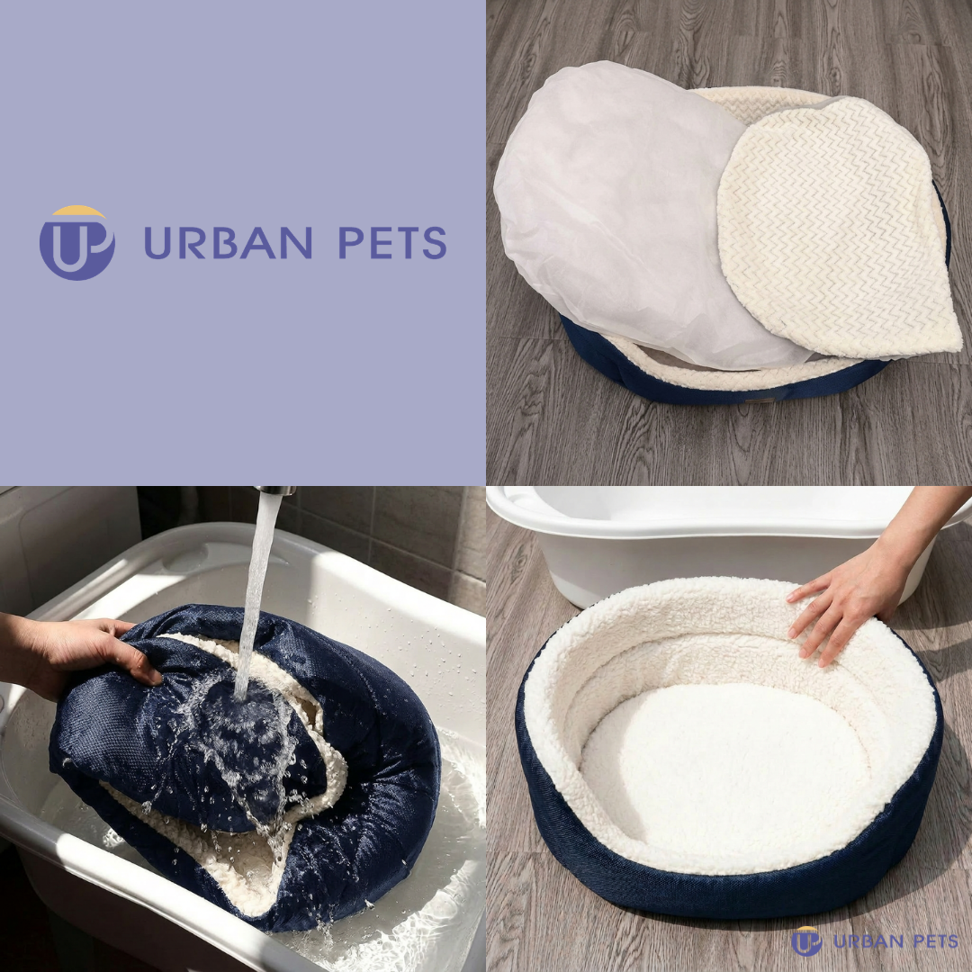 Reversible Cat Dog Pet Bed with Removable Soft Fleece Pillow