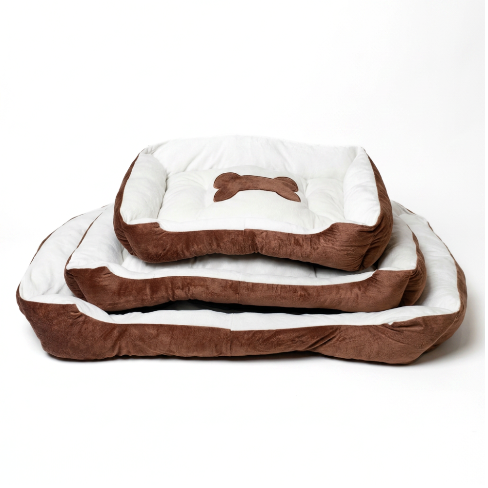 Reversible Rectangle Pet Bed Dog Bed with Bone Pillow