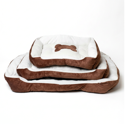 Reversible Rectangle Pet Bed Dog Bed with Bone Pillow
