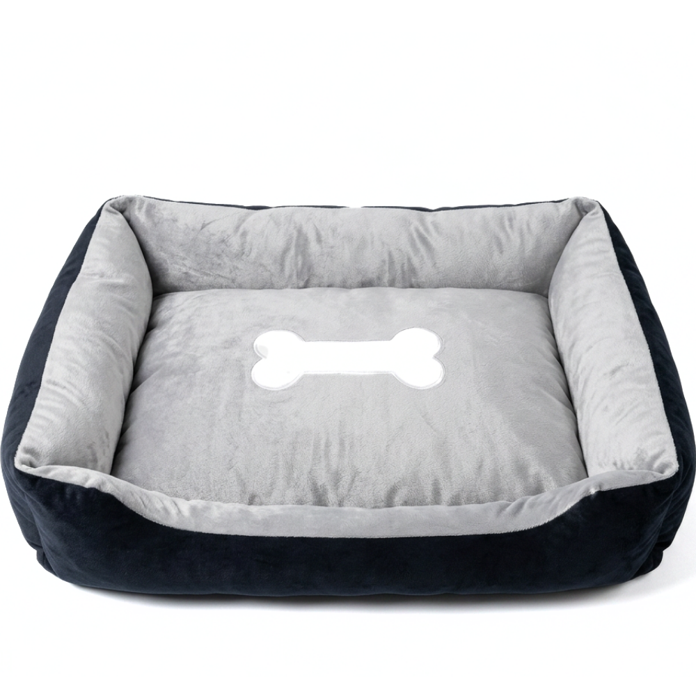 Reversible Rectangle Pet Bed Dog Bed with Bone Pillow