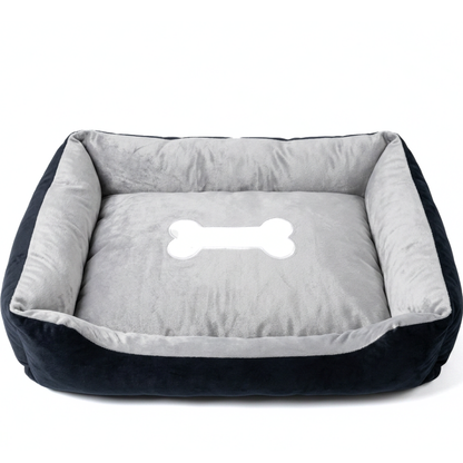 Reversible Rectangle Pet Bed Dog Bed with Bone Pillow