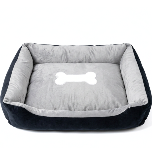 Reversible Rectangle Pet Bed Dog Bed with Bone Pillow
