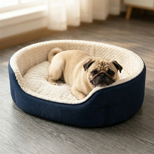 Reversible Cat Dog Pet Bed with Removable Soft Fleece Pillow