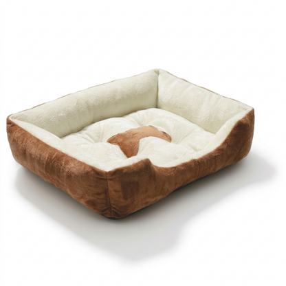 Reversible Rectangle Pet Bed Dog Bed with Bone Pillow