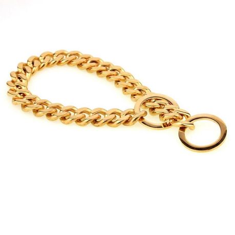 Dog Collar Plated Gold Stainless Steel Cuban Curb Link Chain