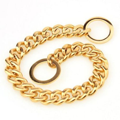 Dog Collar Plated Gold Stainless Steel Cuban Curb Link Chain