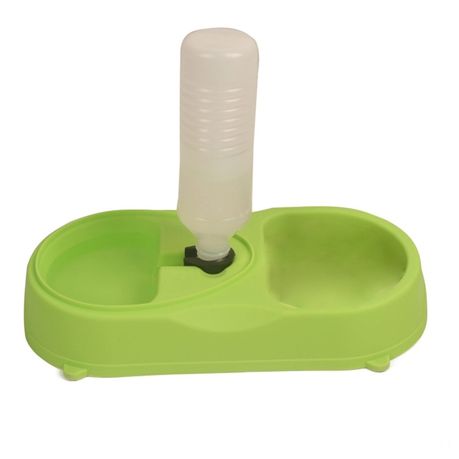 Double Dog Cat Bowls, Feeder with Automatic Water Bottle