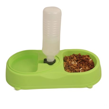 Double Dog Cat Bowls, Feeder with Automatic Water Bottle