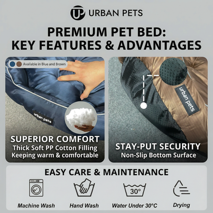 Round Water Resistant Anti-Static Pet Bed Machine Washable