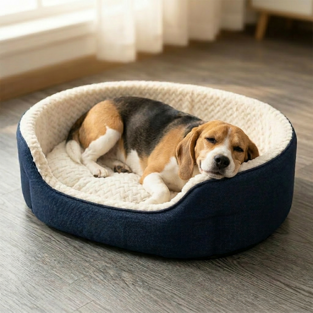 Reversible Cat Dog Pet Bed with Removable Soft Fleece Pillow