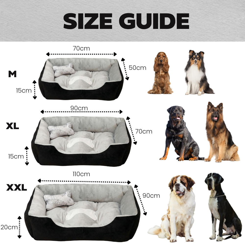 Reversible Rectangle Pet Bed Dog Bed with Bone Pillow