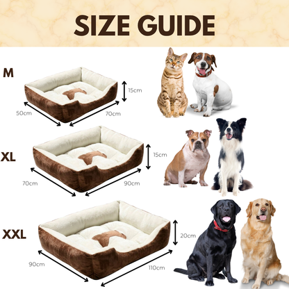 Reversible Rectangle Pet Bed Dog Bed with Bone Pillow