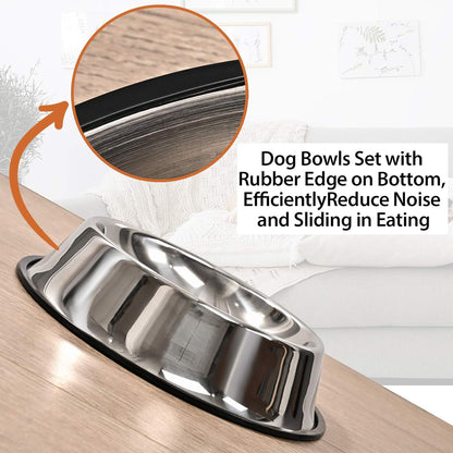 Stainless Steel Dog Bowl with Rubber Base Cat Pet Bowl