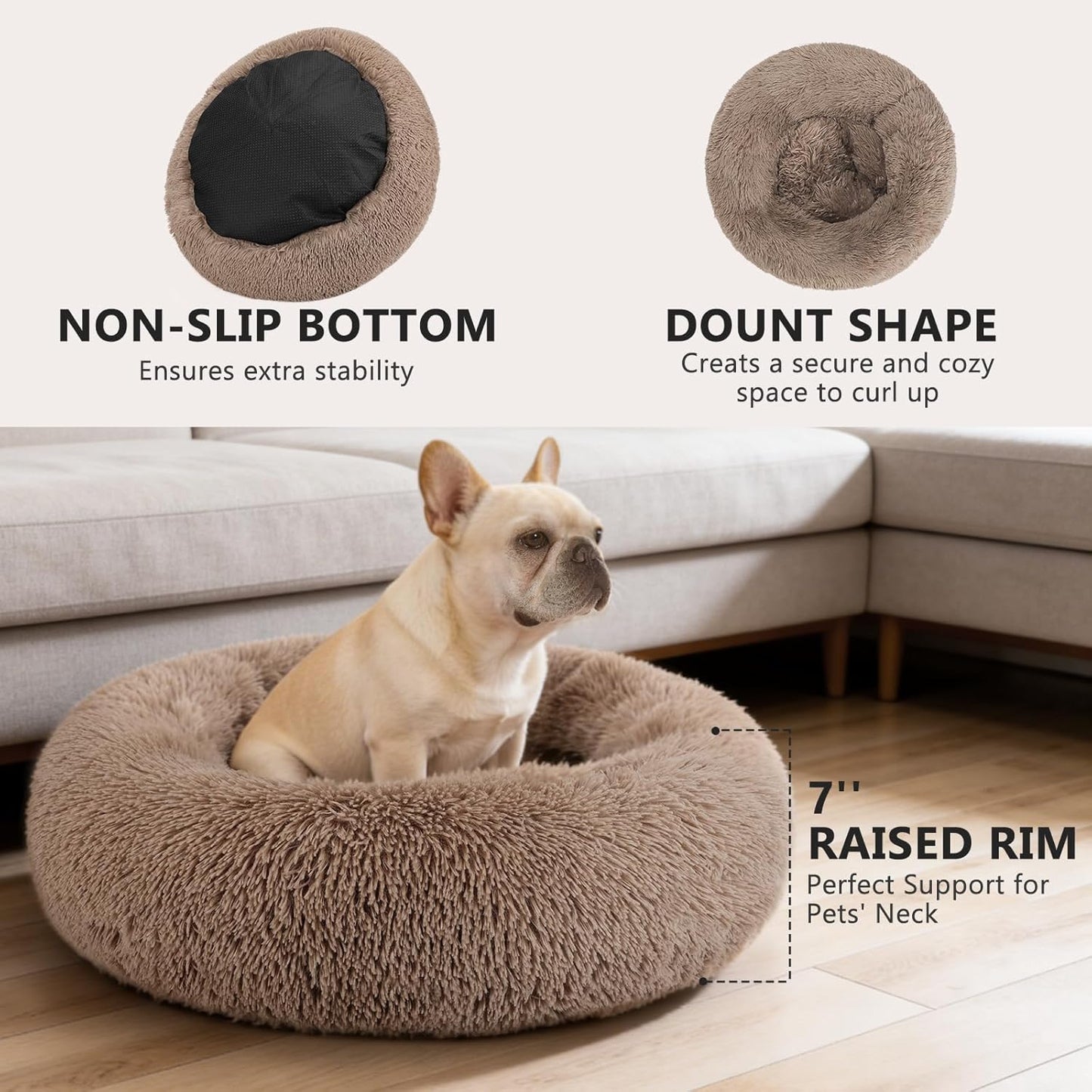 Premium Plush Calming Cuddle Bed for Cats & Dogs
