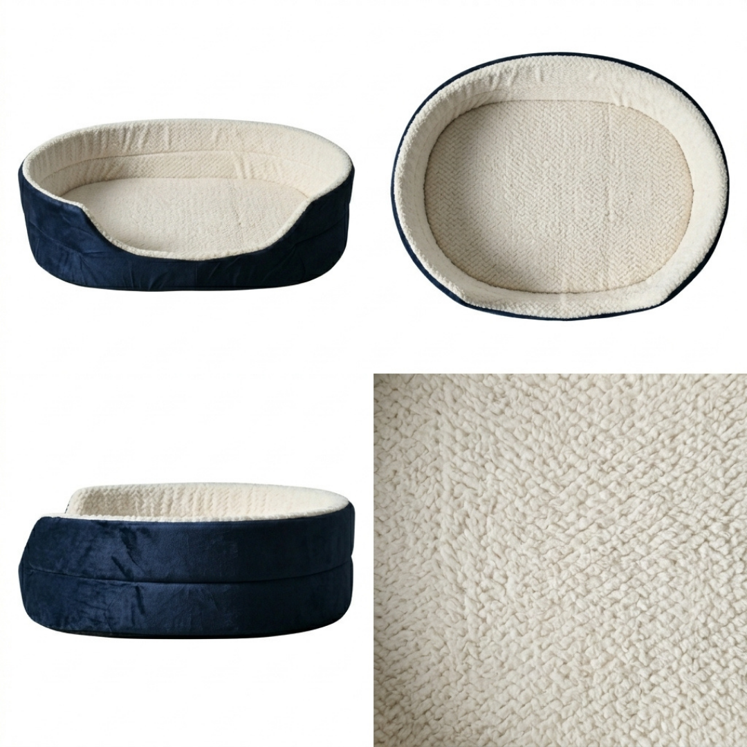 Reversible Cat Dog Pet Bed with Removable Soft Fleece Pillow