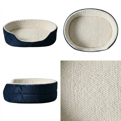 Reversible Cat Dog Pet Bed with Removable Soft Fleece Pillow