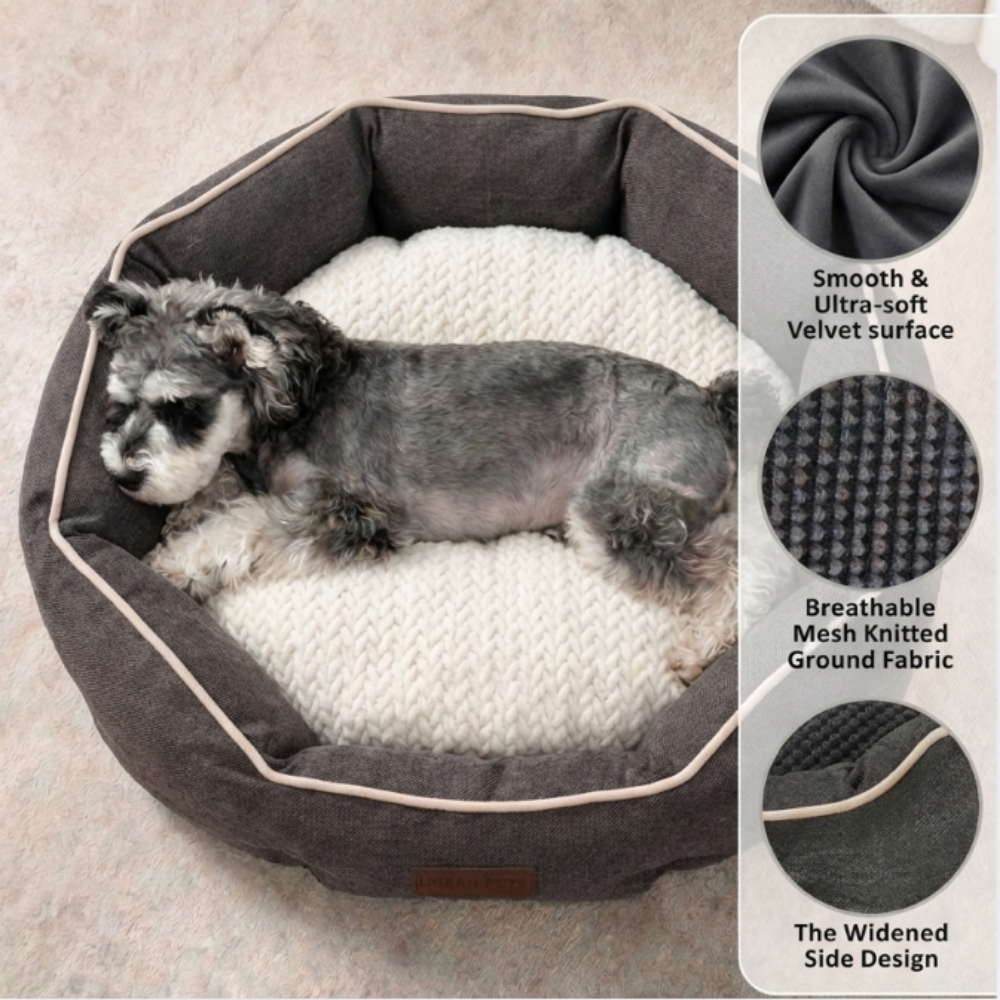 Round Washable Dog & Cat Bed with Removable Cushion