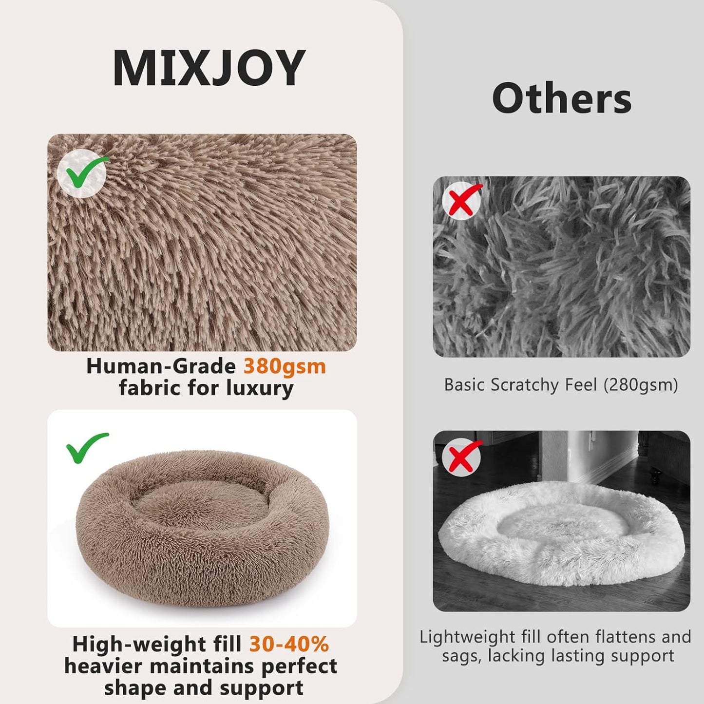 Premium Plush Calming Cuddle Bed for Cats & Dogs