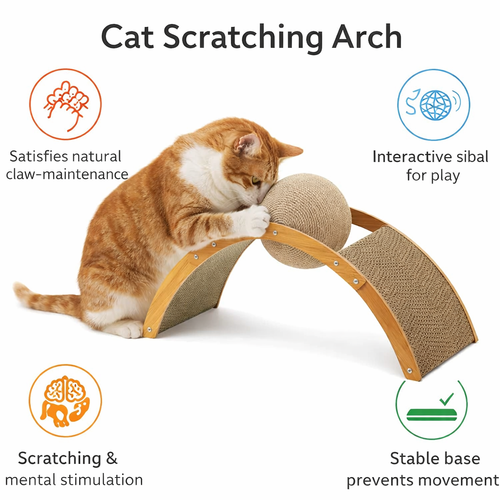 Cat Scratch Board with Rotating Sisal Ball Pet Toy
