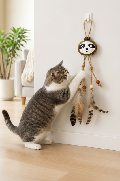 Catch and Scratch Silvervine Cat Plush and Feather Toy