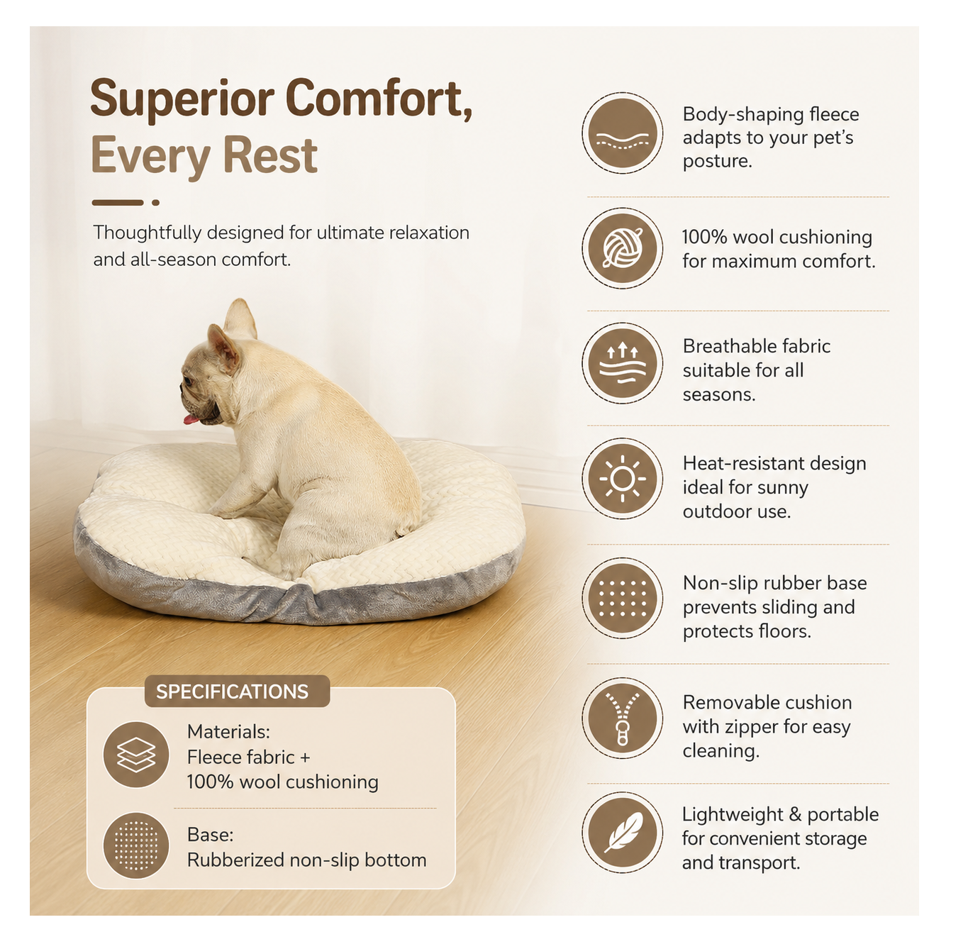 Breathable Non Slip Cat Dog Fluffy Pet Pillow