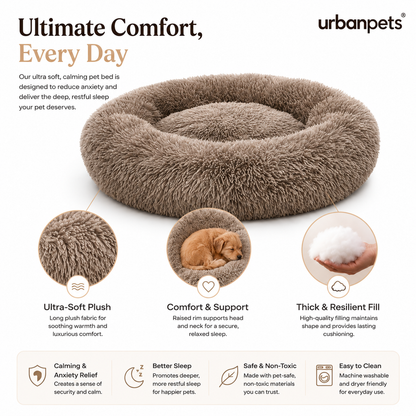 Premium Plush Calming Cuddle Bed for Cats & Dogs