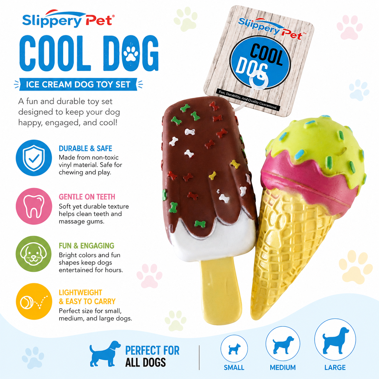 Dog Squeaky Toy Gift Box,2 pcs. Ice Cream Bar Popsicle