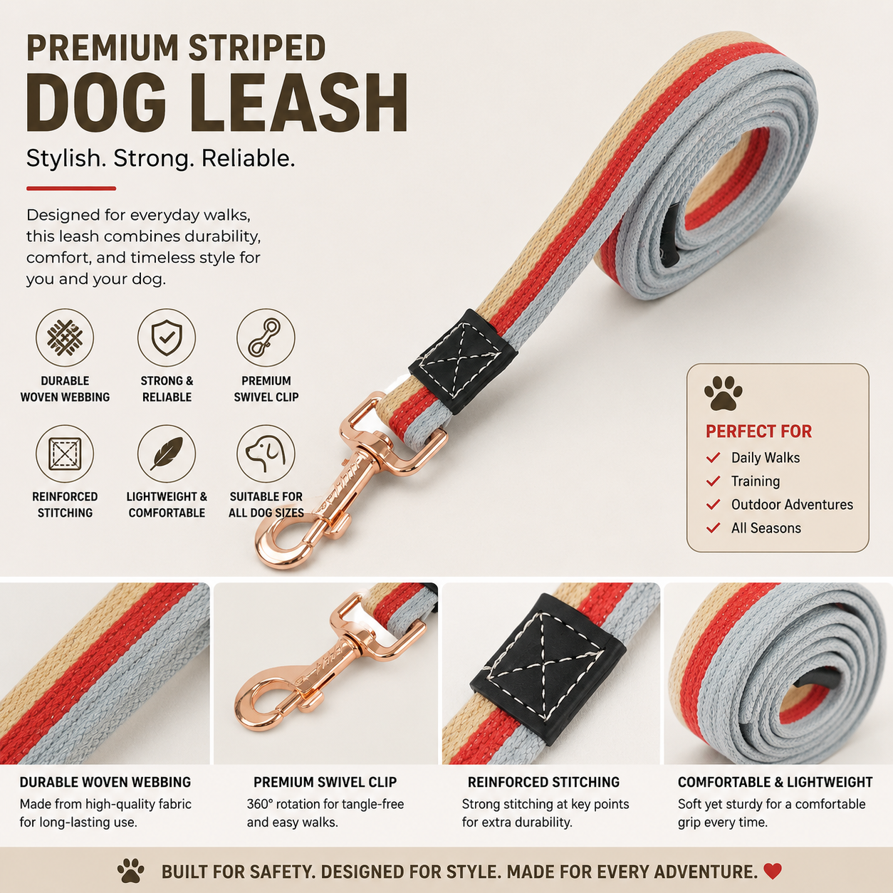 UrbanPets Material Wrist Strap Detachable Dog Leash