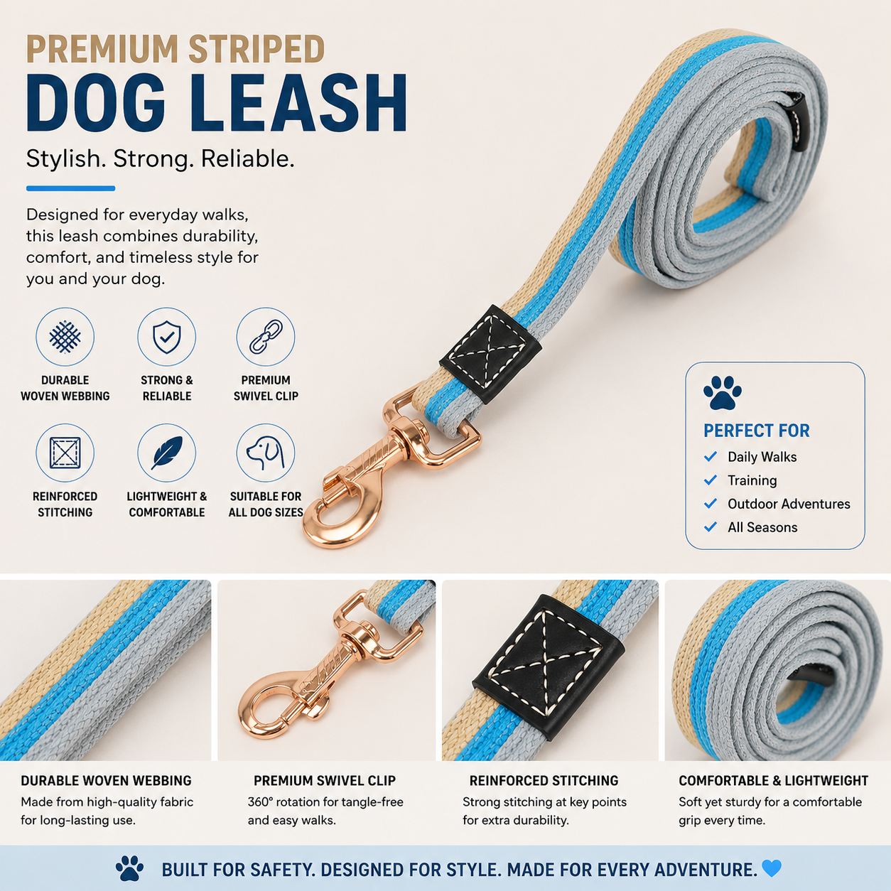 UrbanPets Material Wrist Strap Detachable Dog Leash
