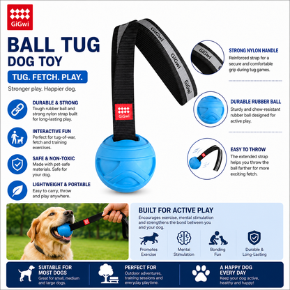 Slinger Fetch and Tug of War Rubber Ball for Dogs